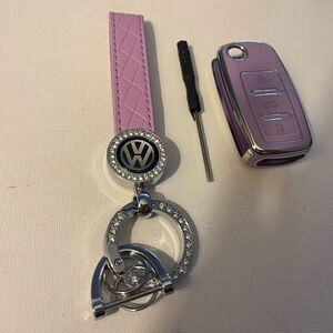 Volkswagen Key Fob Keychain & Key Fob Cover in lavender with bling NWT